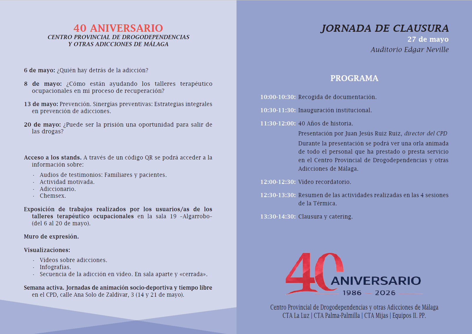 Díptico 40 Aniversario CPD Málaga - Parte 2